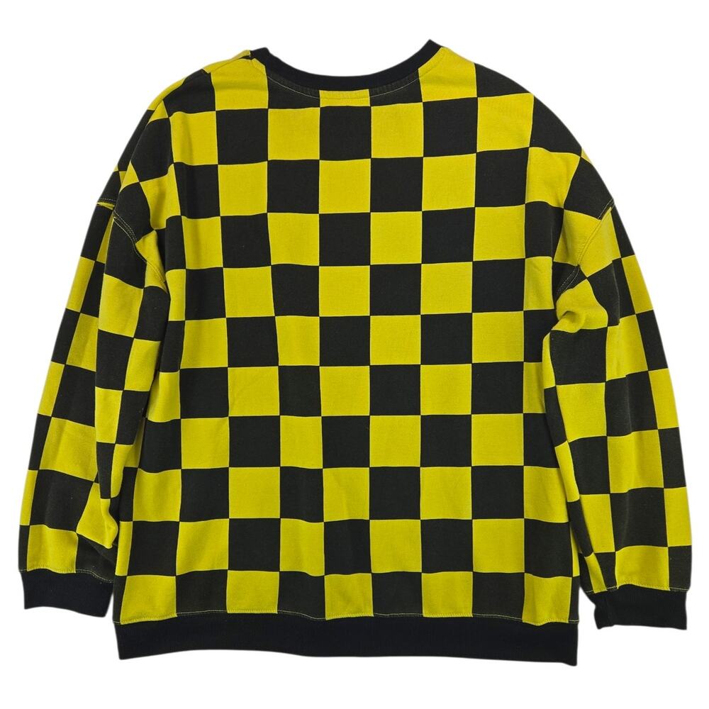 Hybrid Apparel | Yellow & Black Checkered Peanuts Sweatshirt | Size Large - Picture 4 of 4